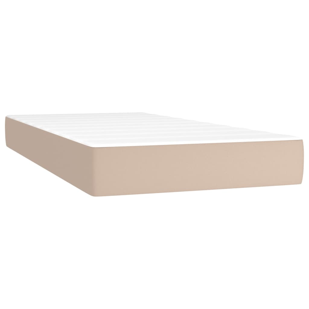 Krevet box spring madrac LED cappuccino 90x190cm umjetna koža