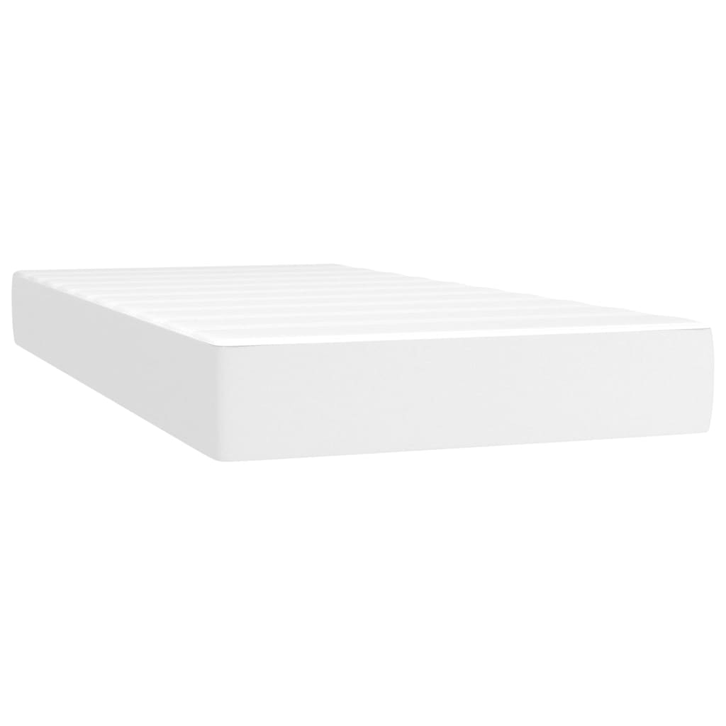 Krevet box spring s madracem LED bijeli 90x200 cm umjetna koža
