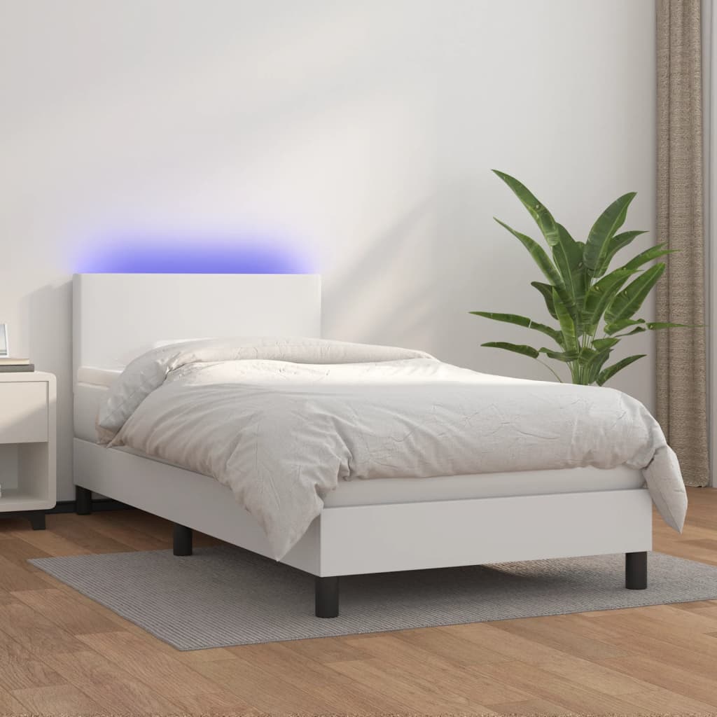 Krevet box spring s madracem LED od umjetne kože