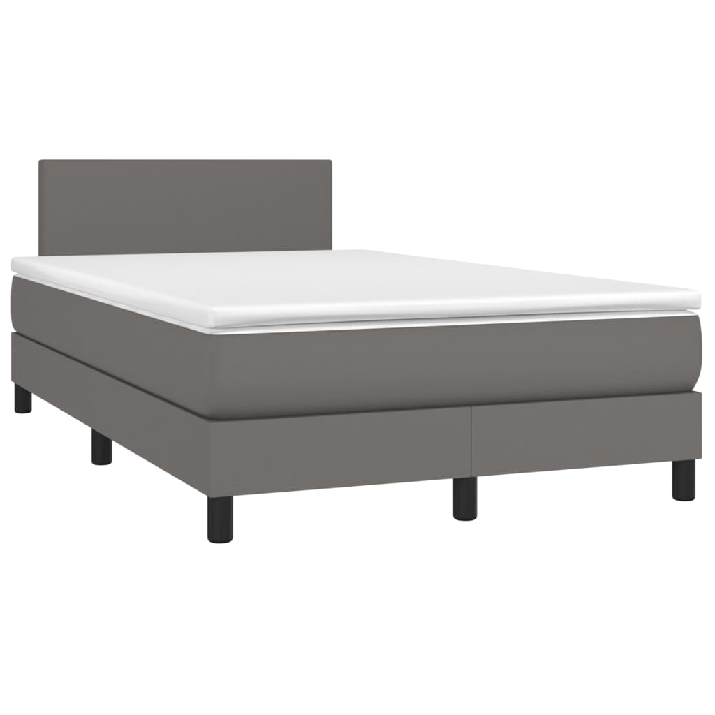 Krevet box spring s madracem LED sivi 120x200cm od umjetne kože