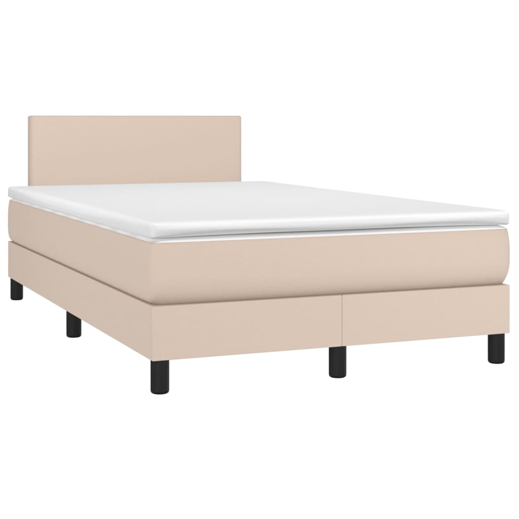 Krevet box spring madrac LED cappuccino 120x200cm umjetna koža