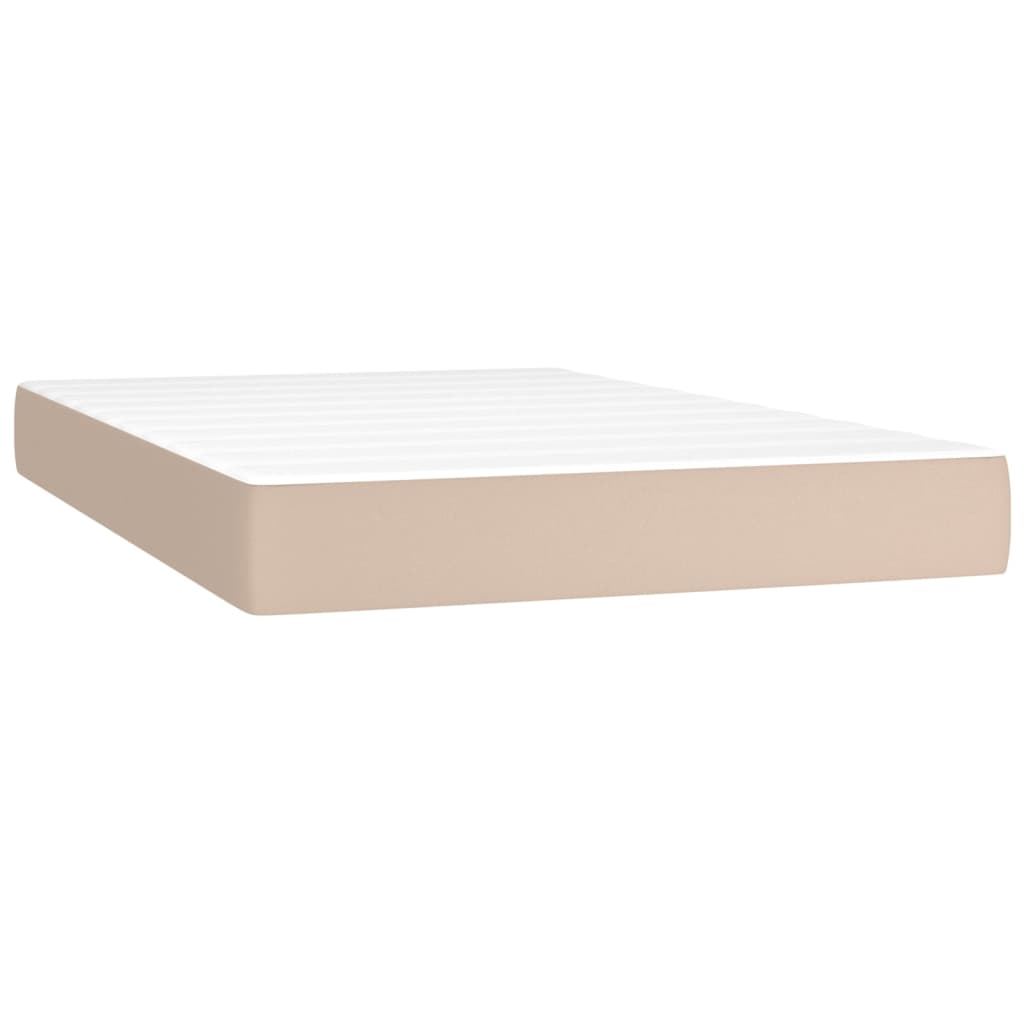 Krevet box spring madrac LED cappuccino 120x200cm umjetna koža