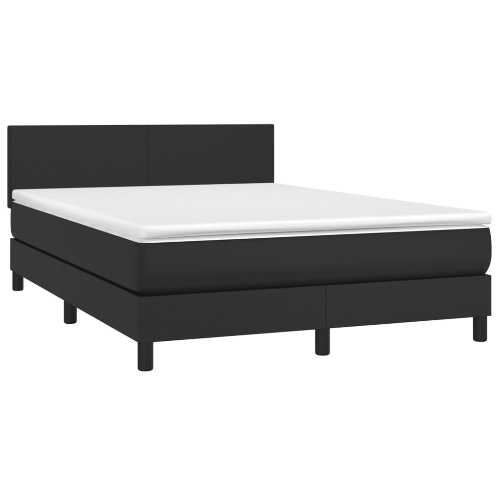 Krevet box spring s madracem LED crni 140 x 190 cm umjetna koža