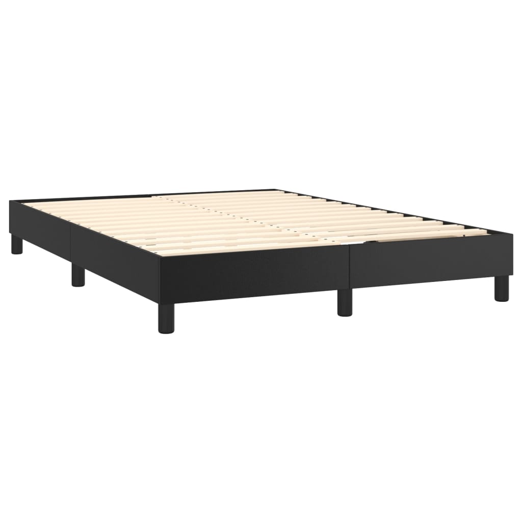 Krevet box spring s madracem LED crni 140 x 190 cm umjetna koža