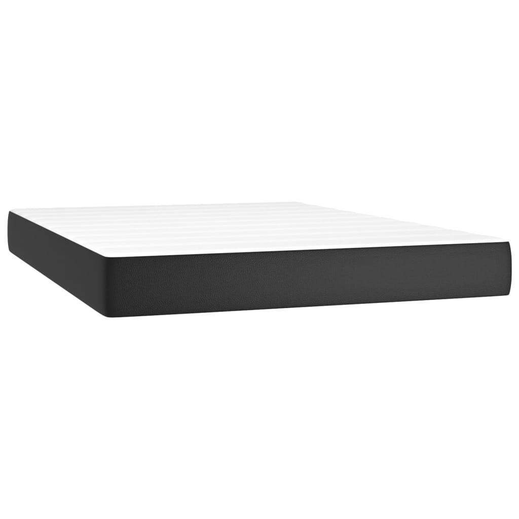 Krevet box spring s madracem LED crni 140 x 190 cm umjetna koža