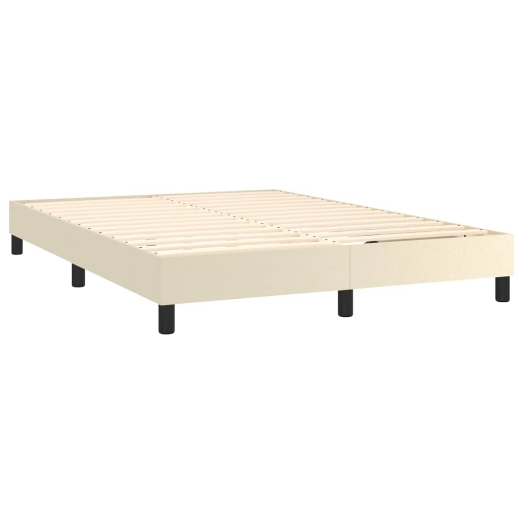 Krevet box spring s madracem LED krem 140x200cm od umjetne kože