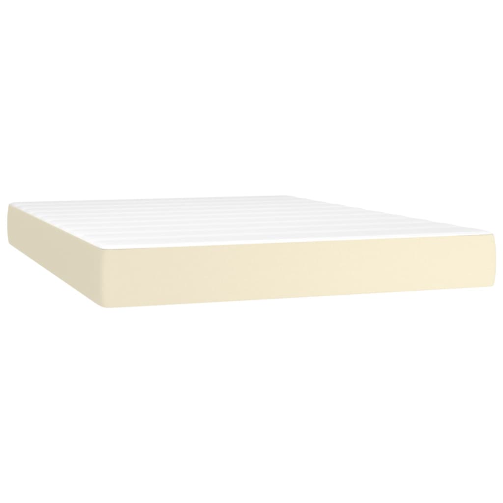 Krevet box spring s madracem LED krem 140x200cm od umjetne kože