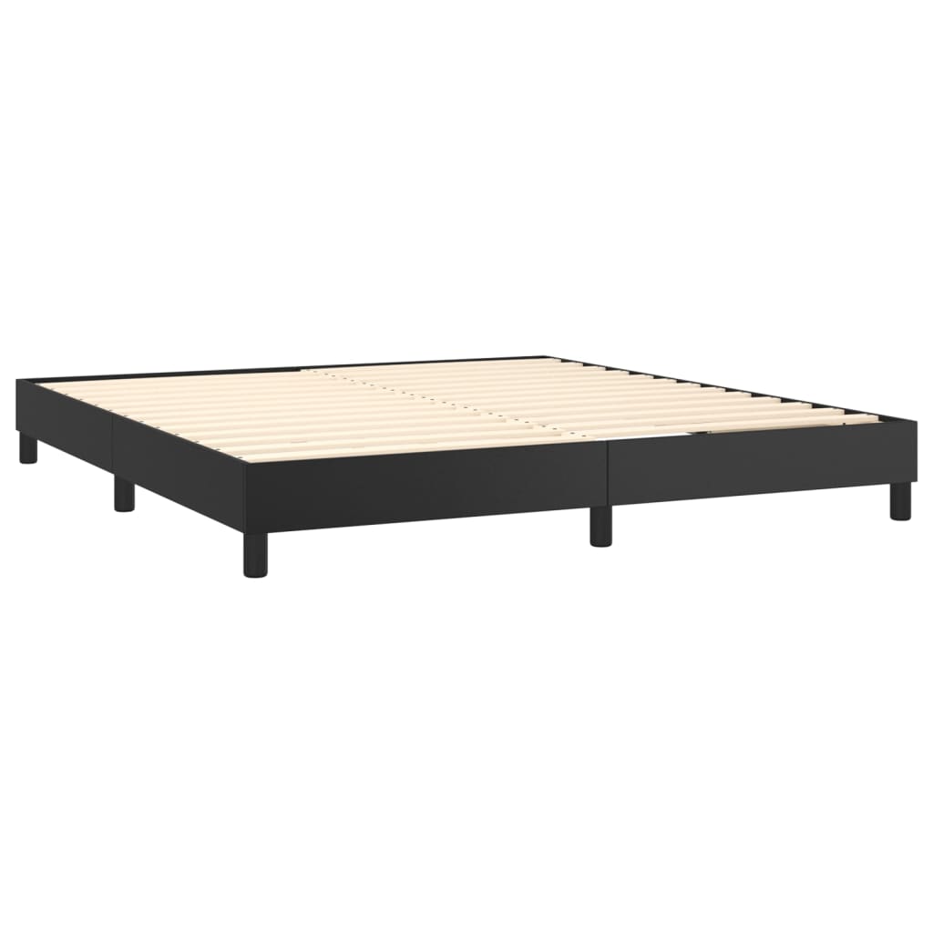 Krevet box spring s madracem LED crni 160x200cm od umjetne kože