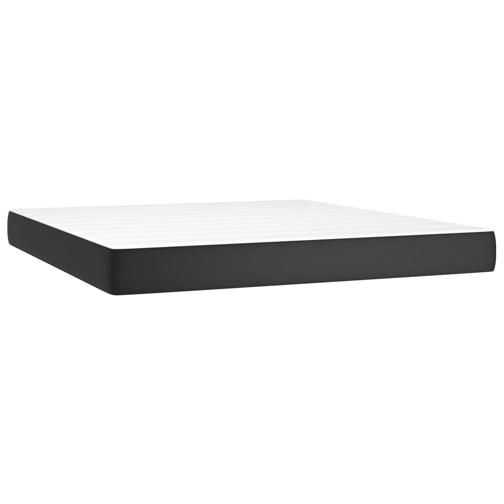 Krevet box spring s madracem LED crni 160x200cm od umjetne kože