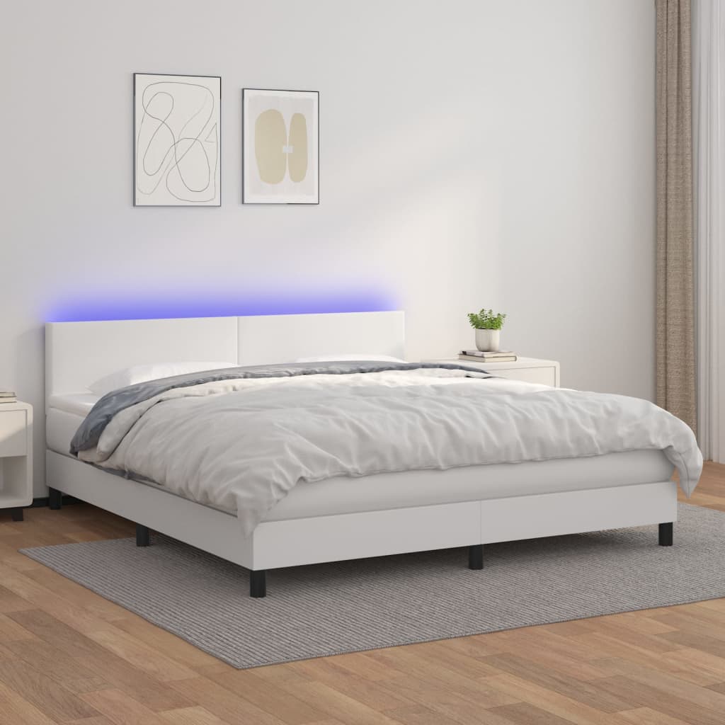 Krevet box spring s madracem LED od umjetne kože
