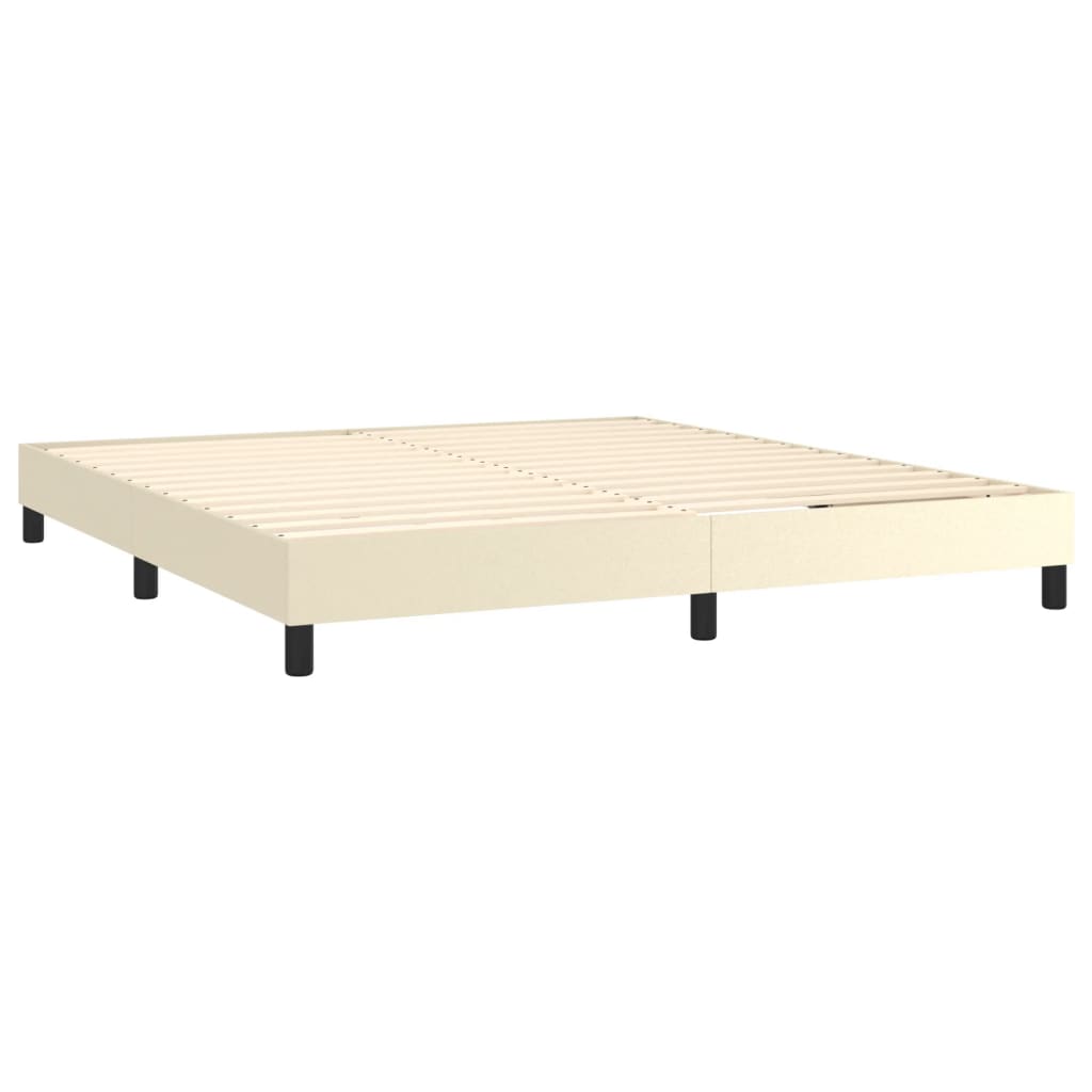 Krevet box spring s madracem LED krem 160x200cm od umjetne kože