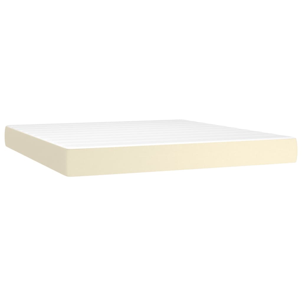 Krevet box spring s madracem LED krem 160x200cm od umjetne kože