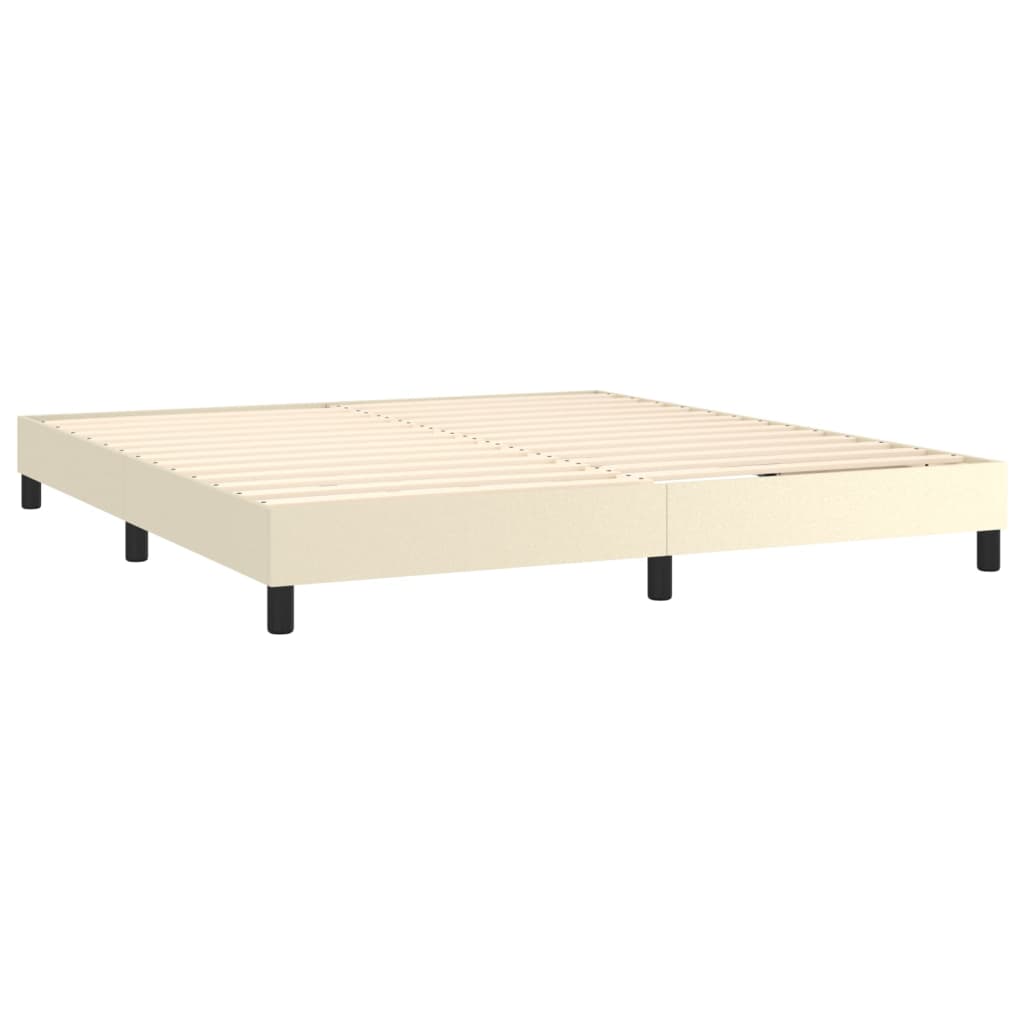 Krevet box spring s madracem LED krem 180x200cm od umjetne kože