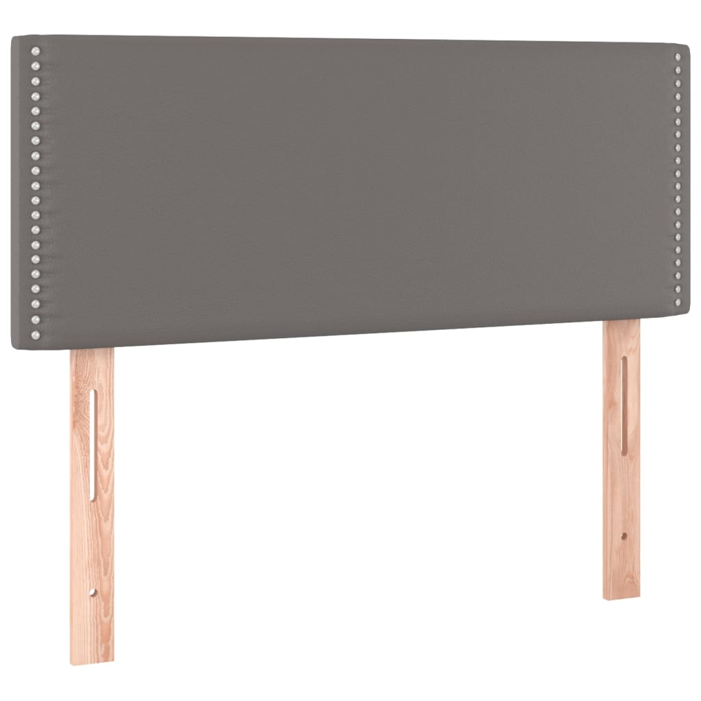 Krevet box spring s madracem LED sivi 80x200 cm od umjetne kože