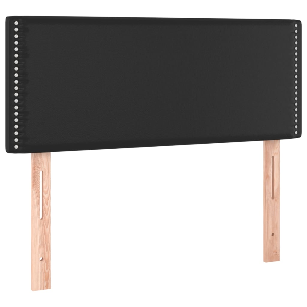 Krevet box spring s madracem LED crni 100x200cm od umjetne kože
