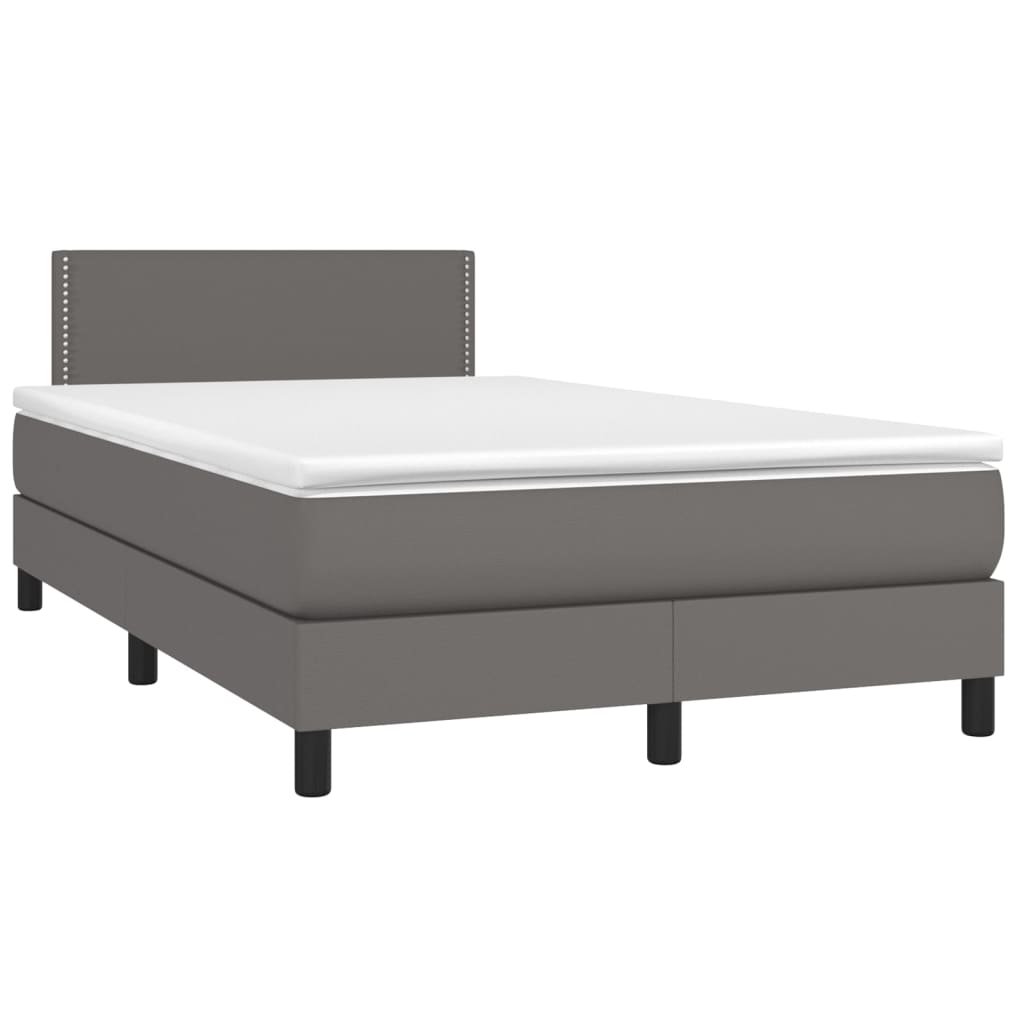 Krevet box spring s madracem LED sivi 120x200cm od umjetne kože