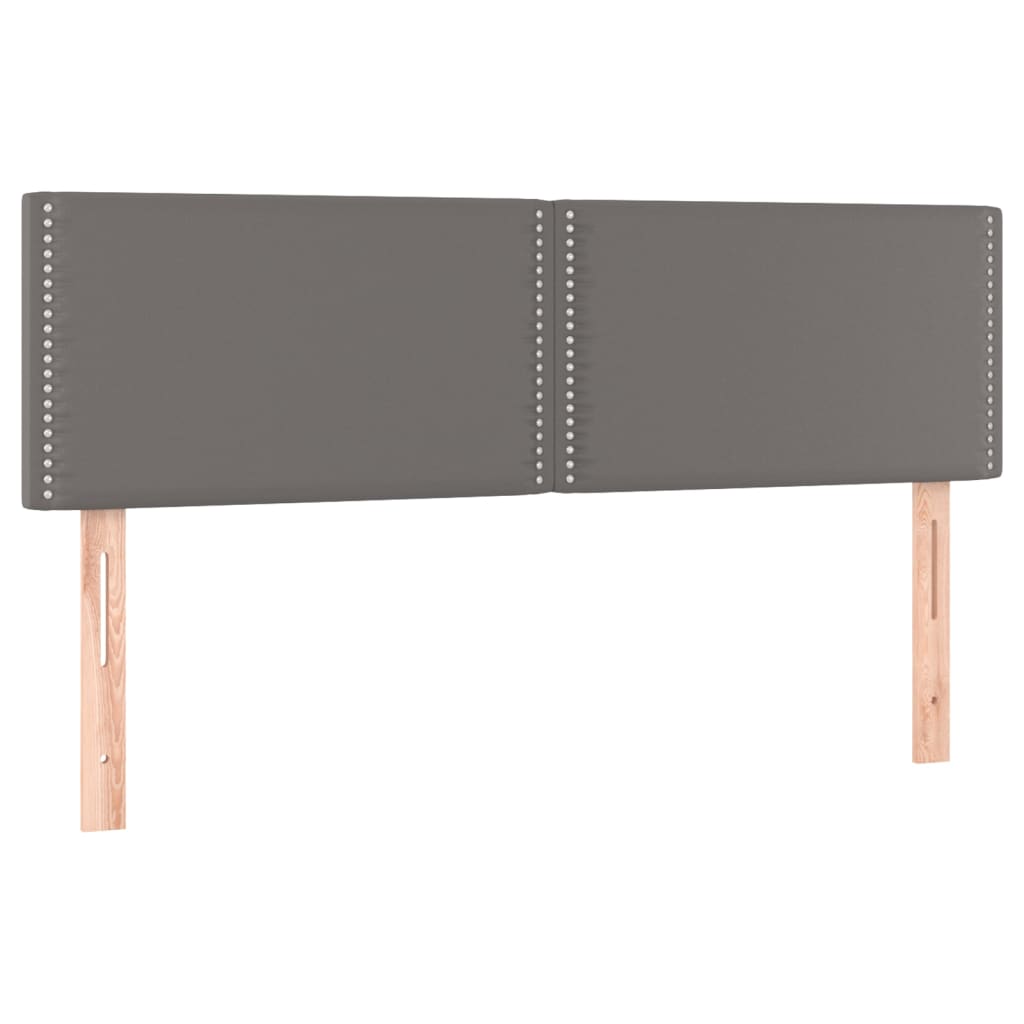 Krevet box spring s madracem LED sivi 140x190cm od umjetne kože