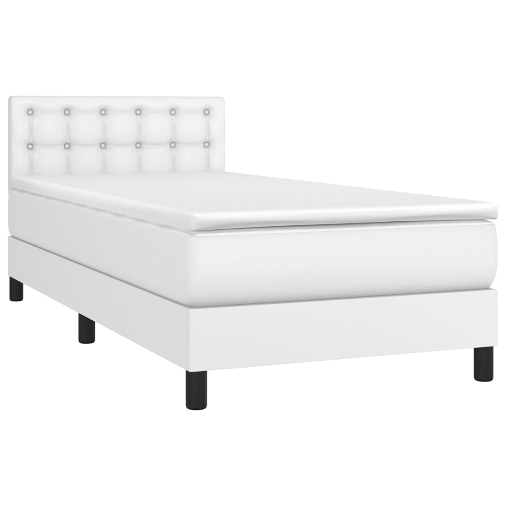 Krevet box spring s madracem LED bijeli 80x200 cm umjetna koža