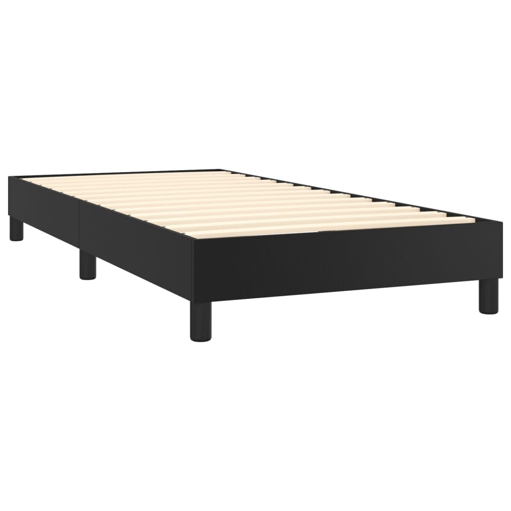Krevet box spring s madracem LED crni 90x200 cm od umjetne kože