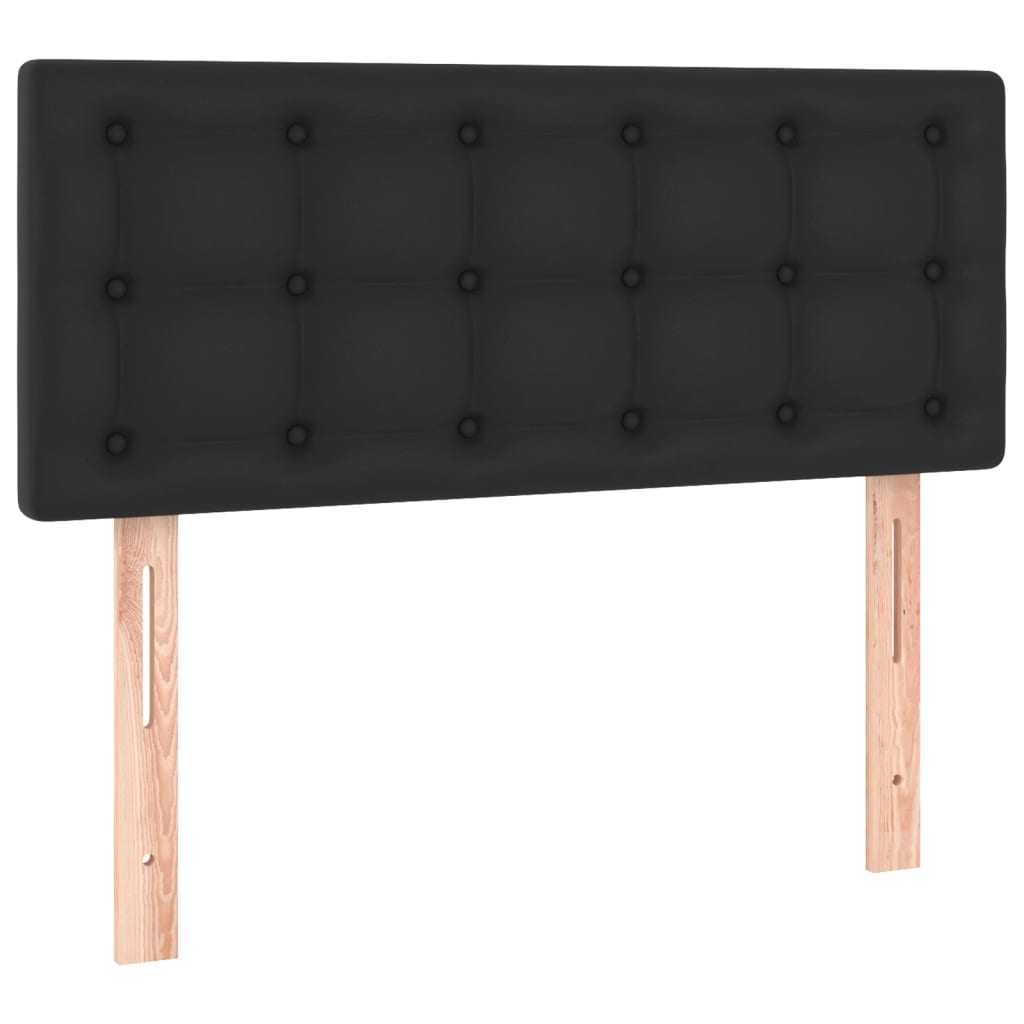 Krevet box spring s madracem LED crni 90x200 cm od umjetne kože
