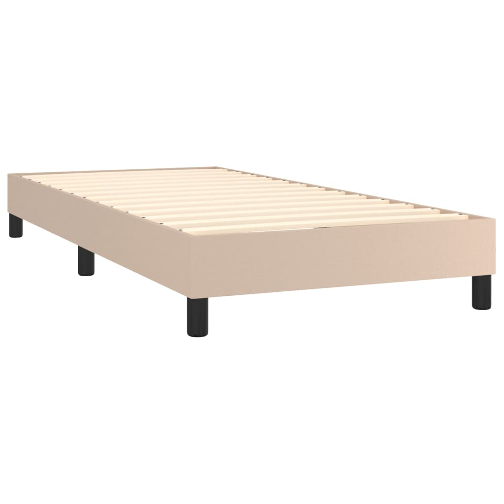 Krevet box spring madrac LED cappuccino 90x200cm umjetna koža