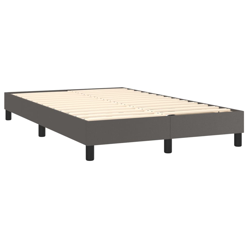 Krevet box spring s madracem LED sivi 120x200cm od umjetne kože