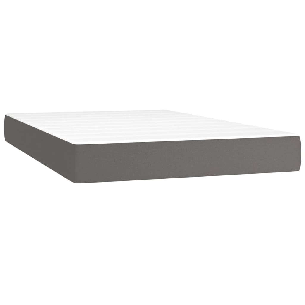 Krevet box spring s madracem LED sivi 120x200cm od umjetne kože