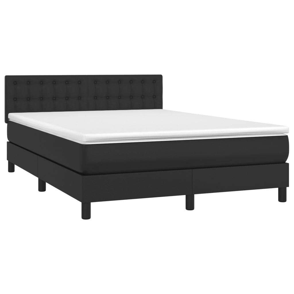 Krevet box spring s madracem LED crni 140 x 190 cm umjetna koža