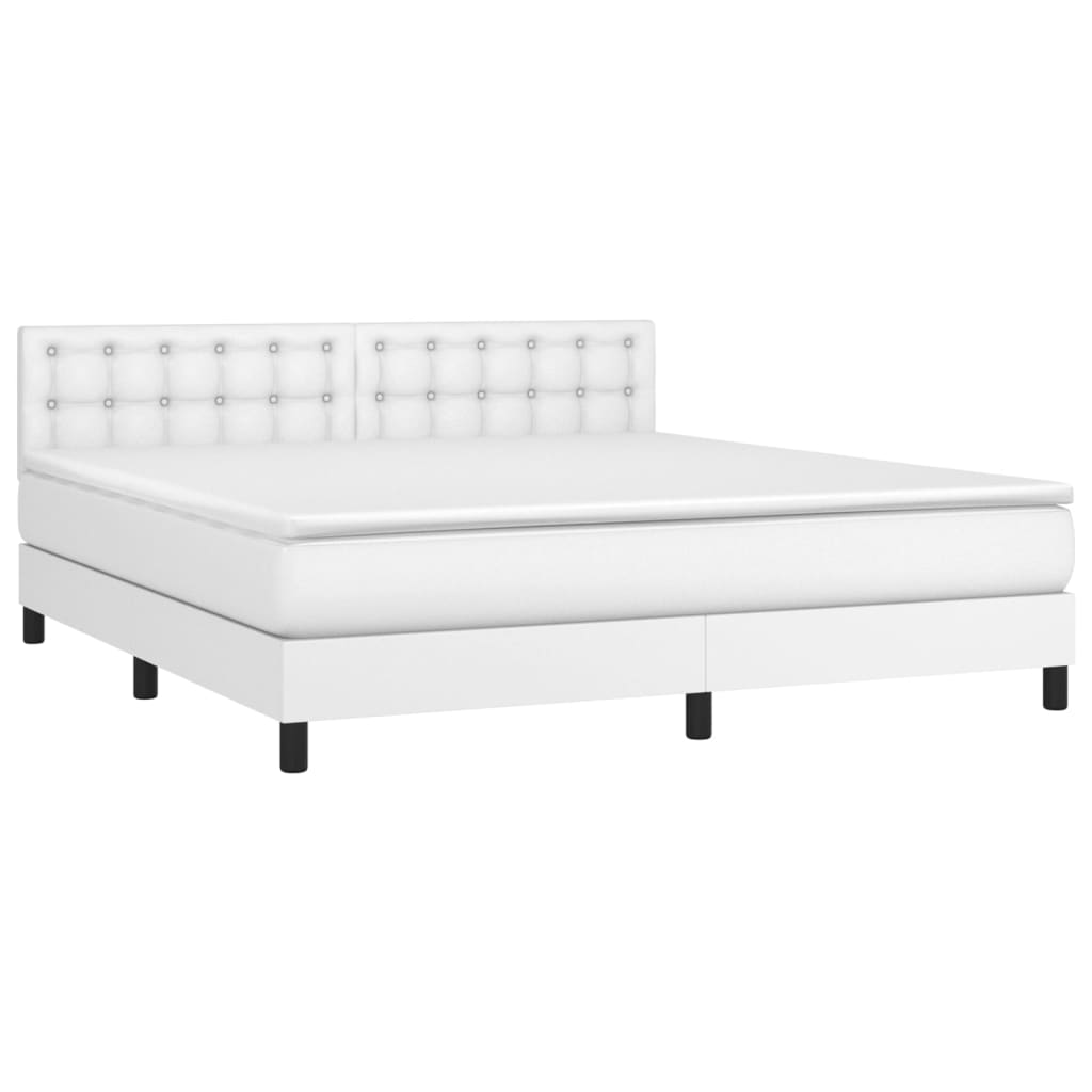 Krevet box spring s madracem LED bijeli 180x200 cm umjetna koža