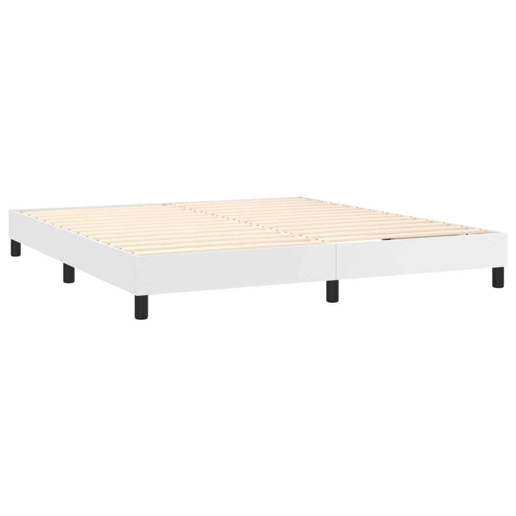 Krevet box spring s madracem LED bijeli 180x200 cm umjetna koža