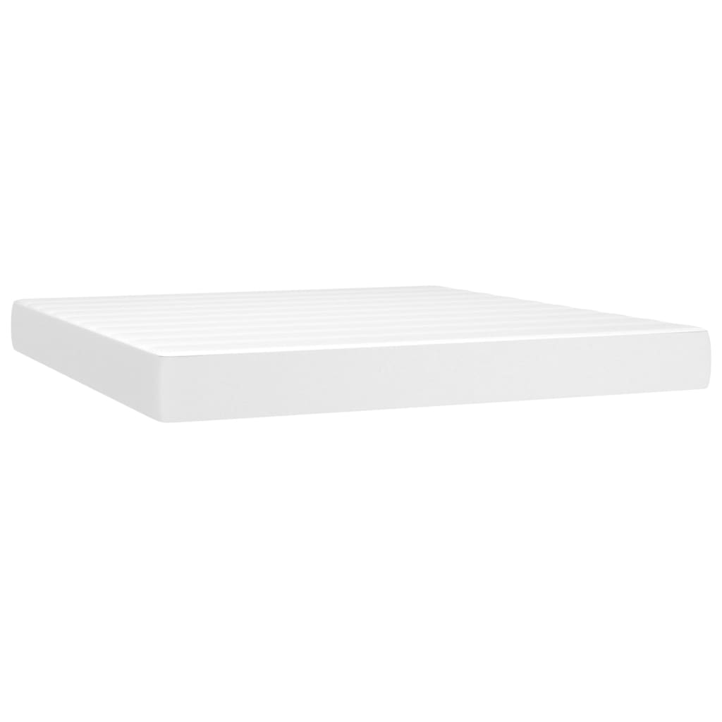 Krevet box spring s madracem LED bijeli 180x200 cm umjetna koža