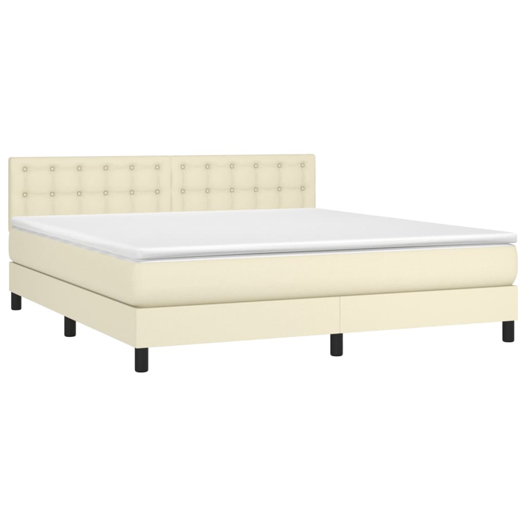 Krevet box spring s madracem LED krem 180x200cm od umjetne kože