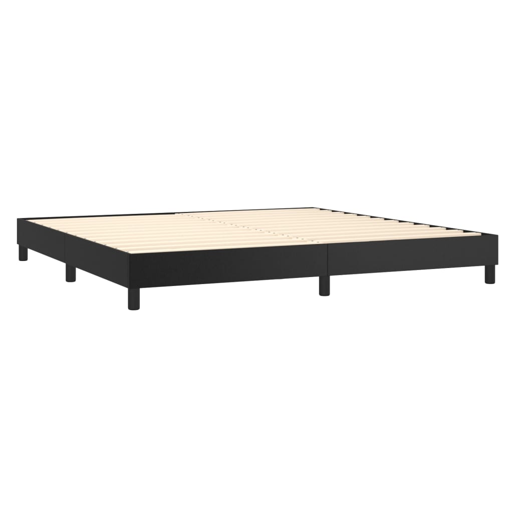 Krevet box spring s madracem LED crni 200x200cm od umjetne kože