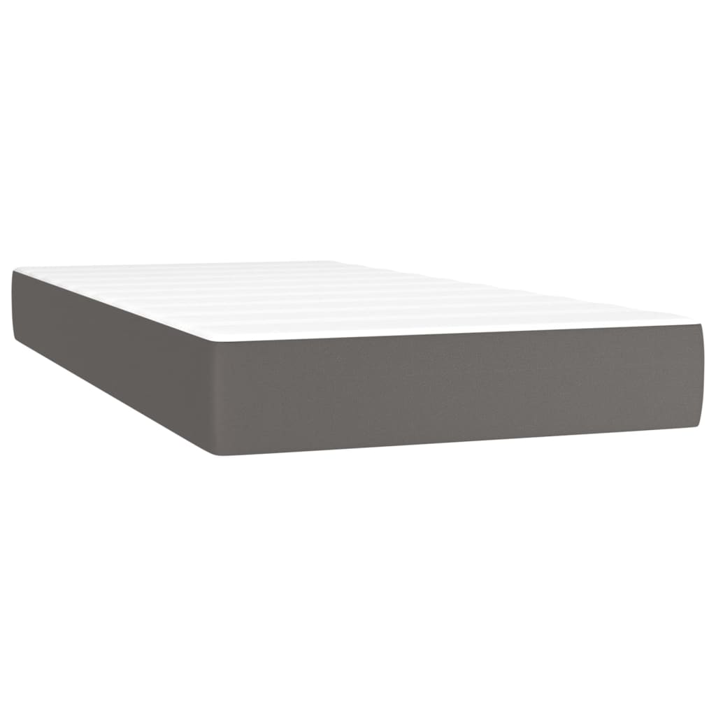 Krevet box spring s madracem LED sivi 200x200cm od umjetne kože