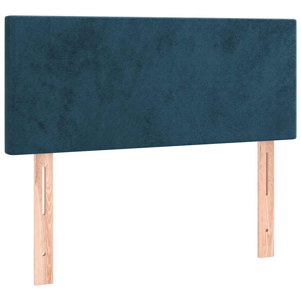 Krevet box spring s madracem LED tamnoplavi 90x190 cm baršun