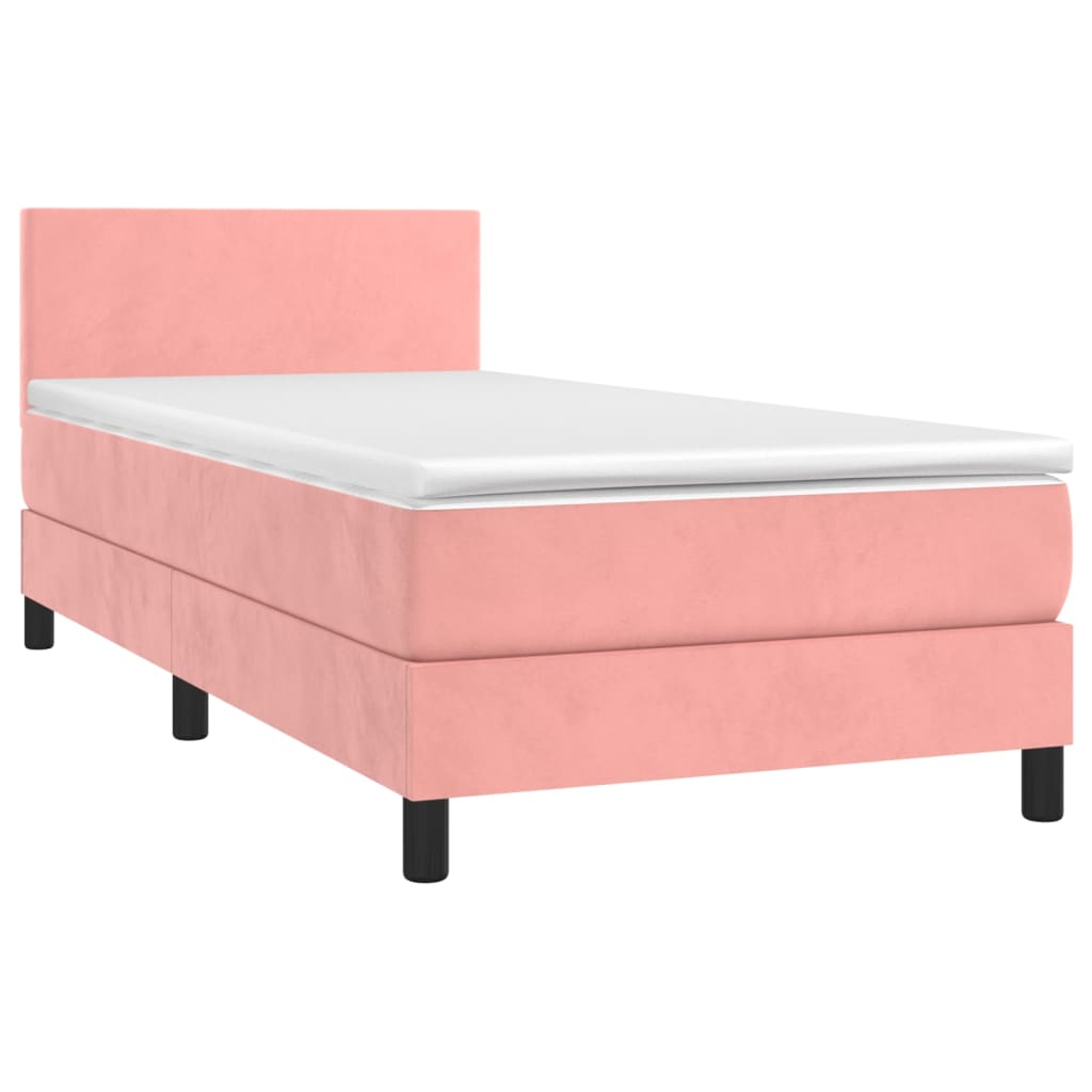 Krevet box spring s madracem LED ružičasti 90x190 cm baršunasti