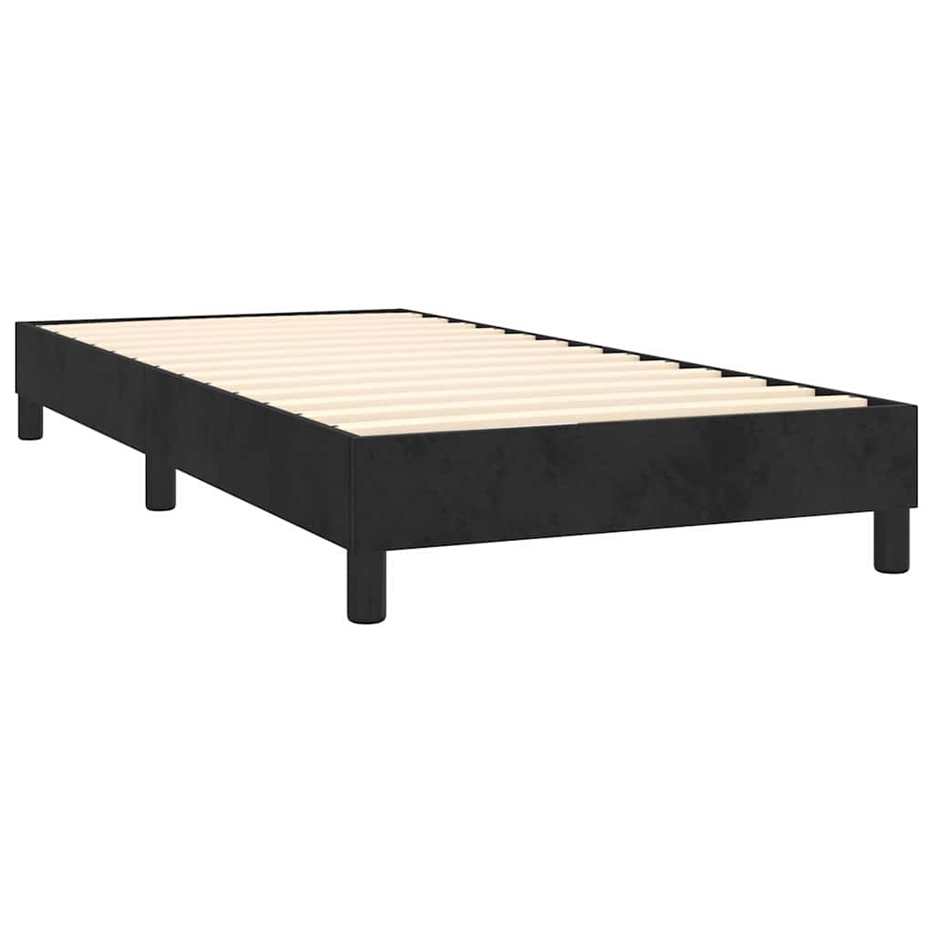 Krevet box spring s madracem LED crni 90x200 cm baršun