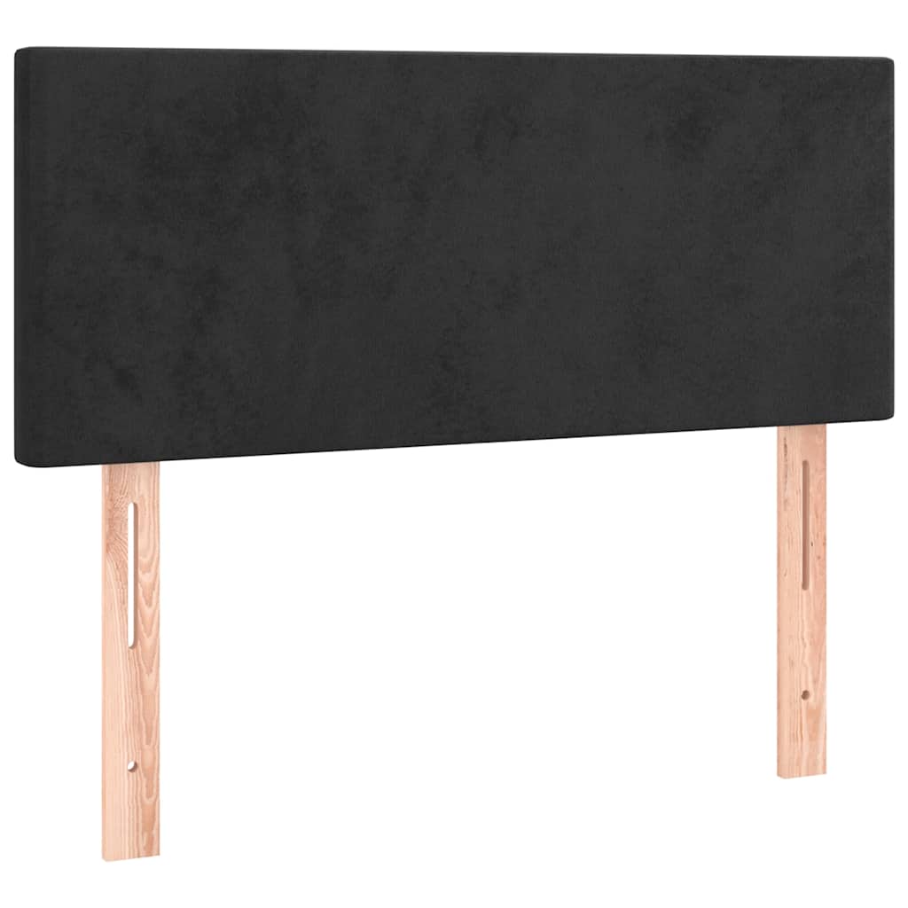 Krevet box spring s madracem LED crni 90x200 cm baršun