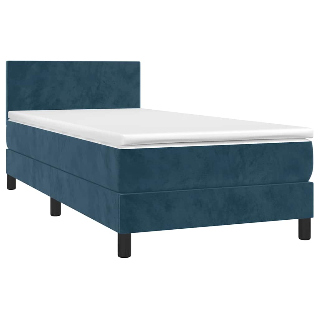 Krevet box spring s madracem LED tamnoplavi 100x200 cm baršun
