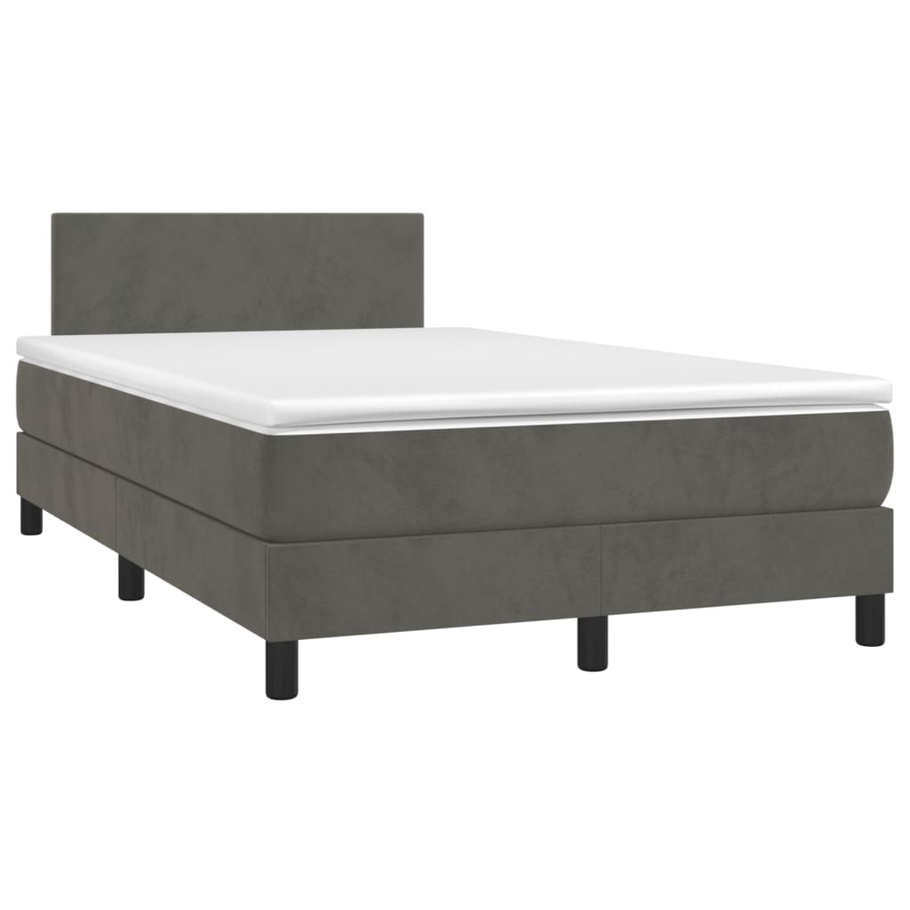 Krevet box spring s madracem LED tamnosivi 120 x 200 cm baršun