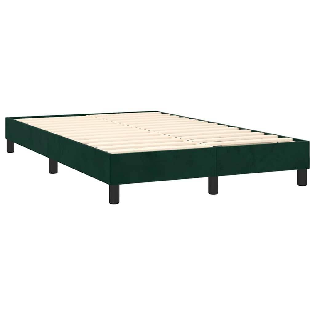 Krevet box spring s madracem LED tamnozeleni 120x200 cm baršun