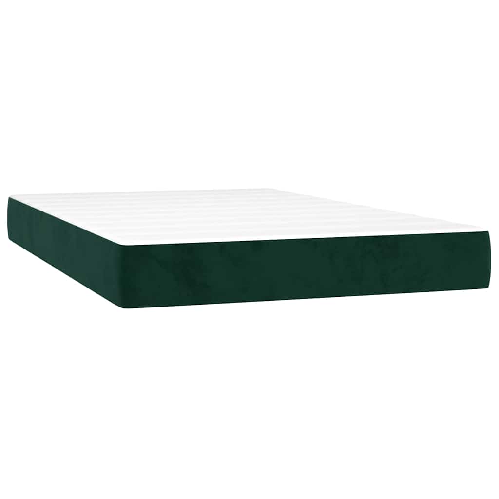 Krevet box spring s madracem LED tamnozeleni 120x200 cm baršun