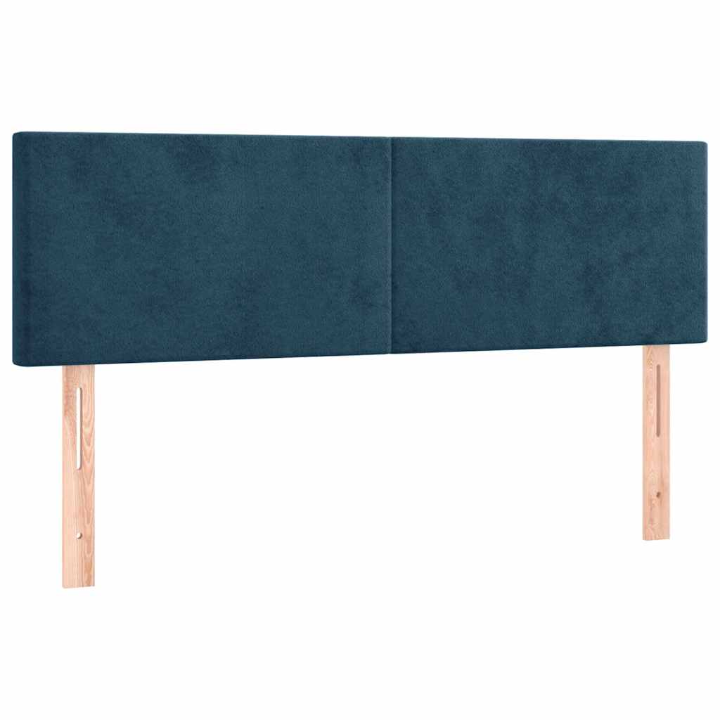 Krevet box spring s madracem LED tamnoplavi 140x190 cm baršun