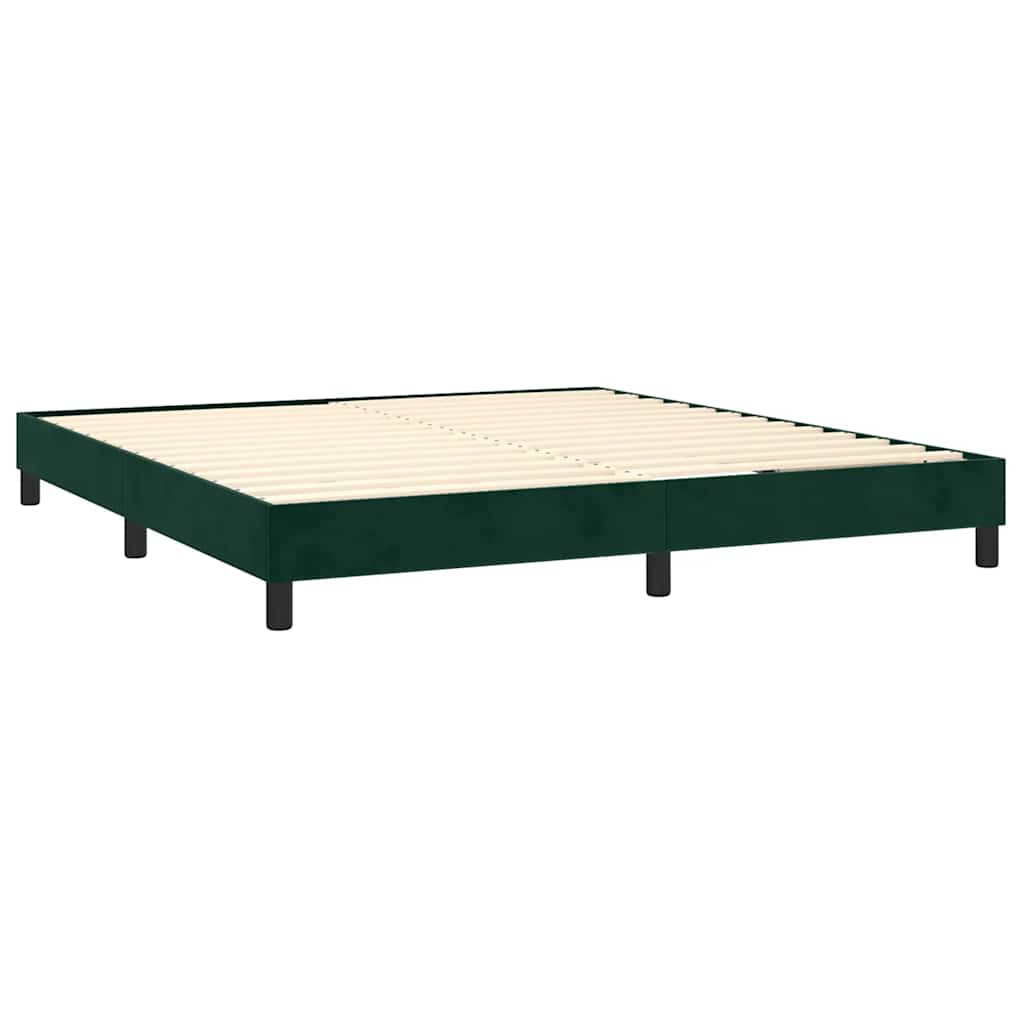 Krevet box spring s madracem LED tamnozeleni 180x200 cm baršun