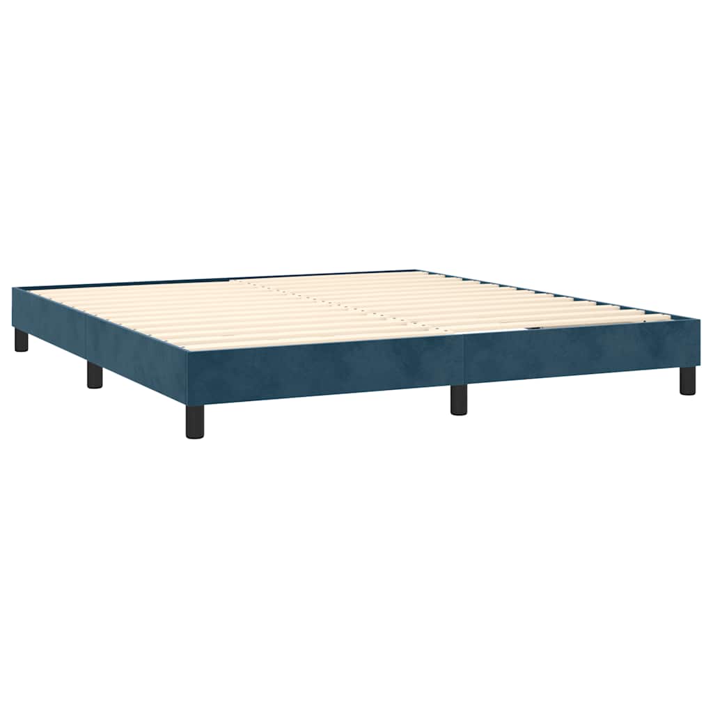 Krevet box spring s madracem LED tamnoplavi 180x200 cm baršun