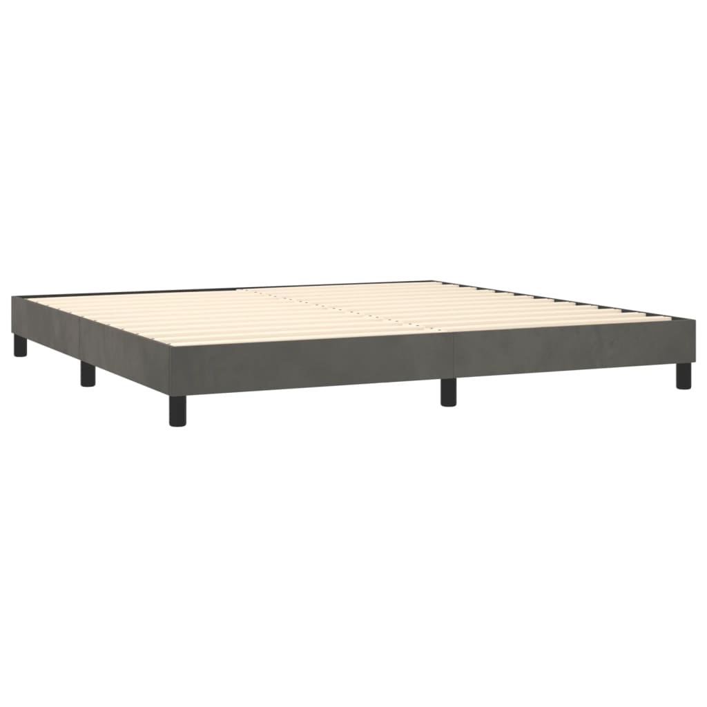 Krevet box spring s madracem LED tamnosivi 200x200 cm baršun