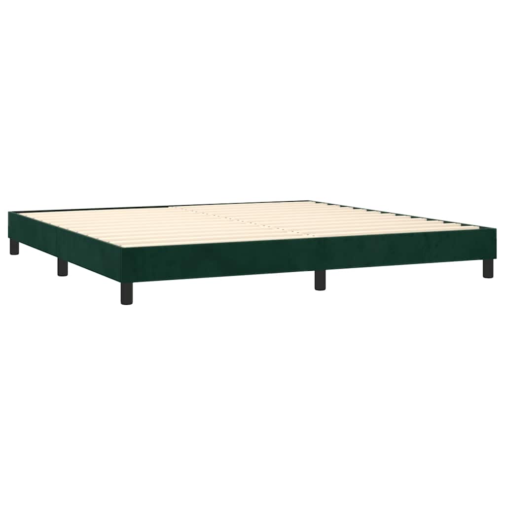 Krevet box spring s madracem LED tamnozeleni 200x200 cm baršun