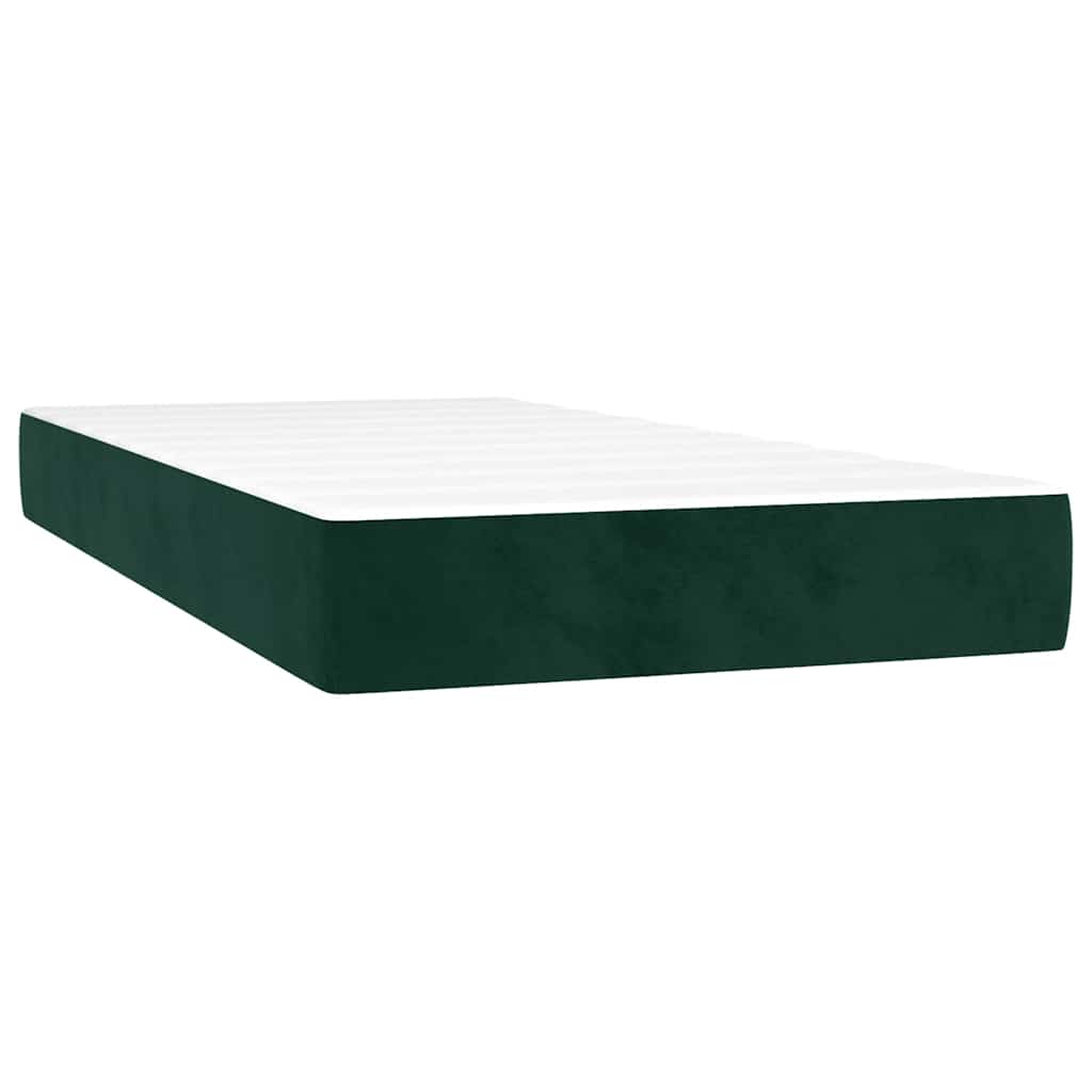 Krevet box spring s madracem LED tamnozeleni 200x200 cm baršun