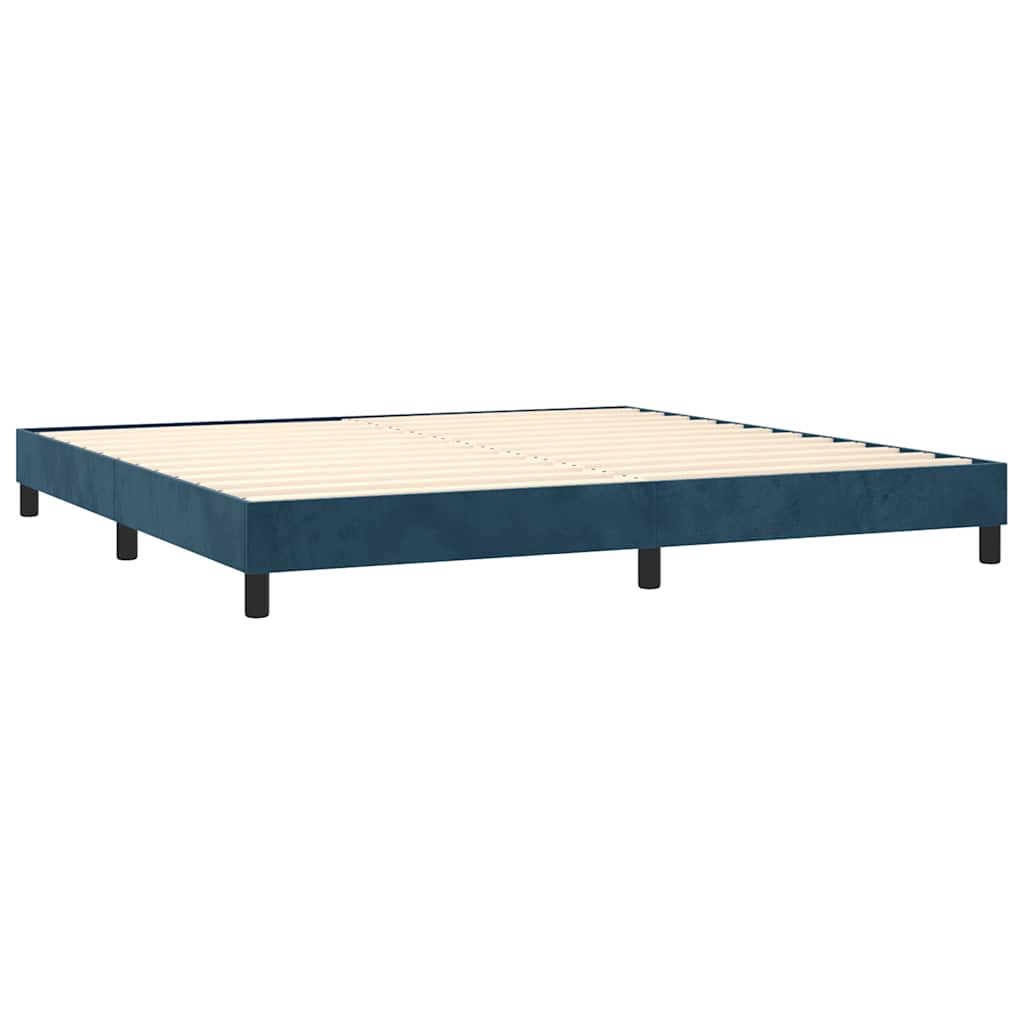Krevet box spring s madracem LED tamnoplavi 200x200 cm baršun