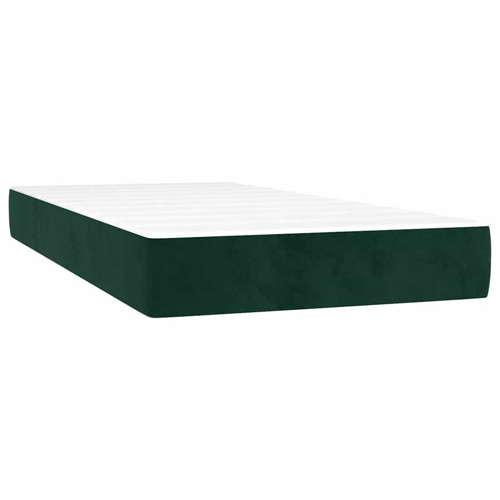 Krevet box spring s madracem LED tamnozeleni 80 x 200 cm baršun